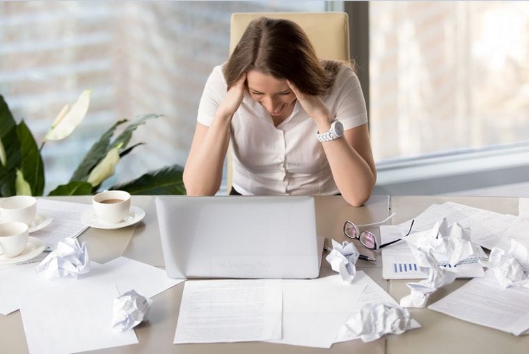 Woman frustrated over computer work