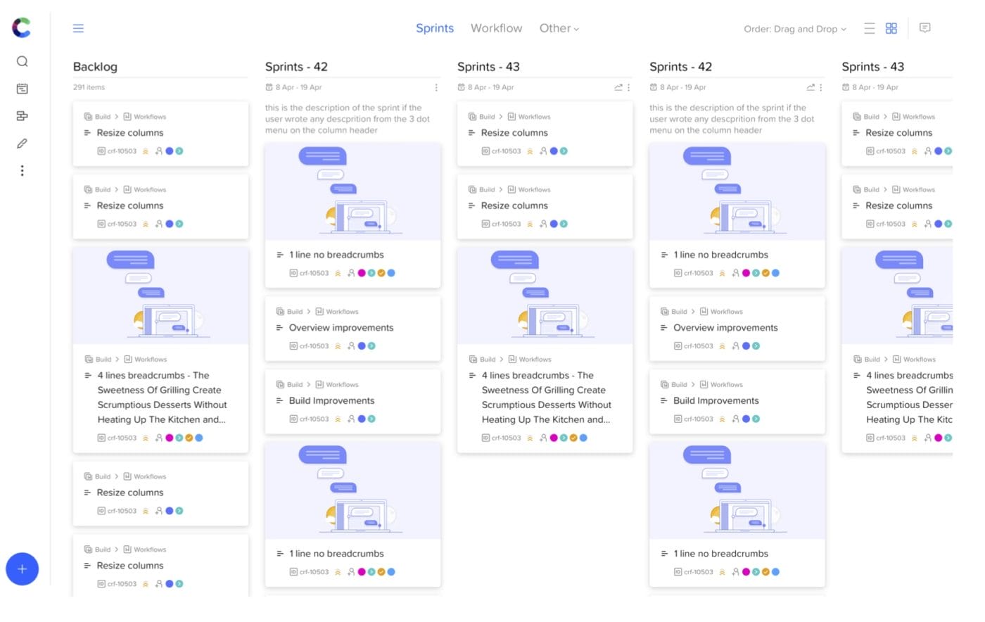 Sprint backlog options craft.io