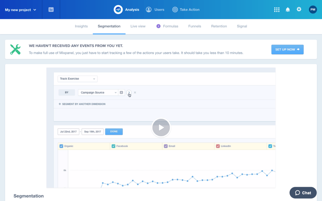 Mixpanel project in white background