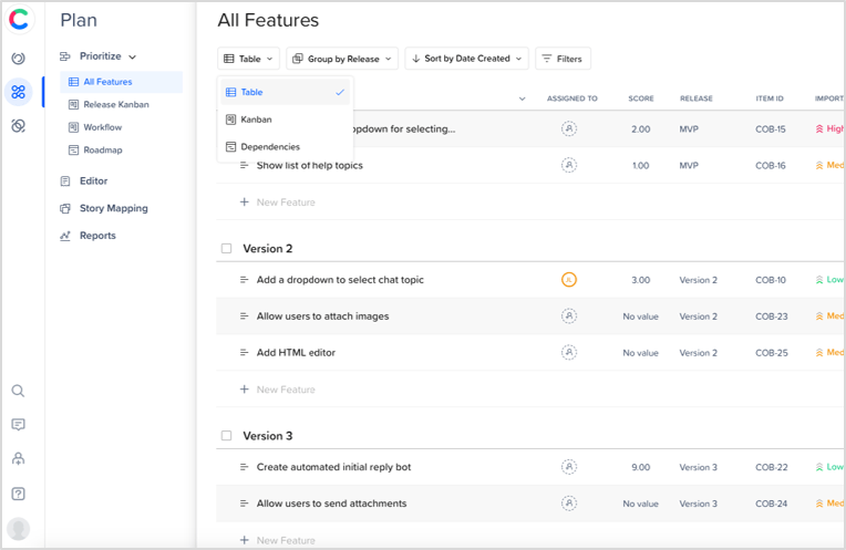 craft.io's Prioritization Tool